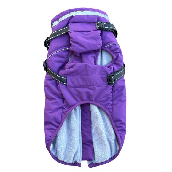 M Purple Dog Winter Coat Vest Harness Reflective - Picture 3 of 5